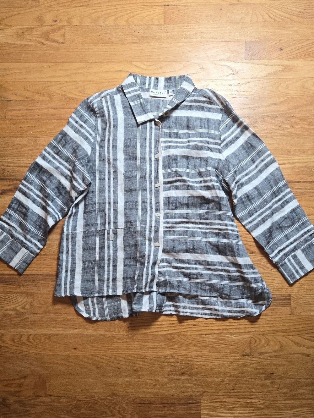 Habitat Lagenlook textured 100% linen button-down shirt jacket